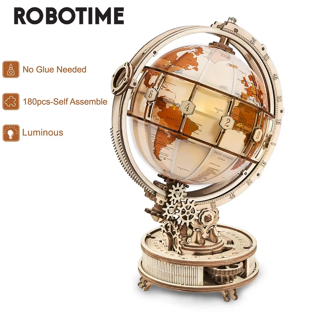 Rokr Luminous Wooden LED Light Hot Selling 180PCS Model Building Block Kits Toy Gift for Children Adult 3D Puzzle